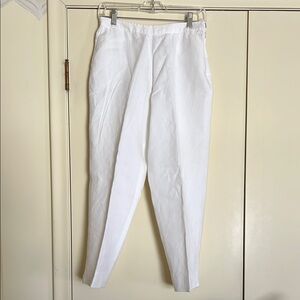 Talbots White Linen Dress Pants High Waist Fit
